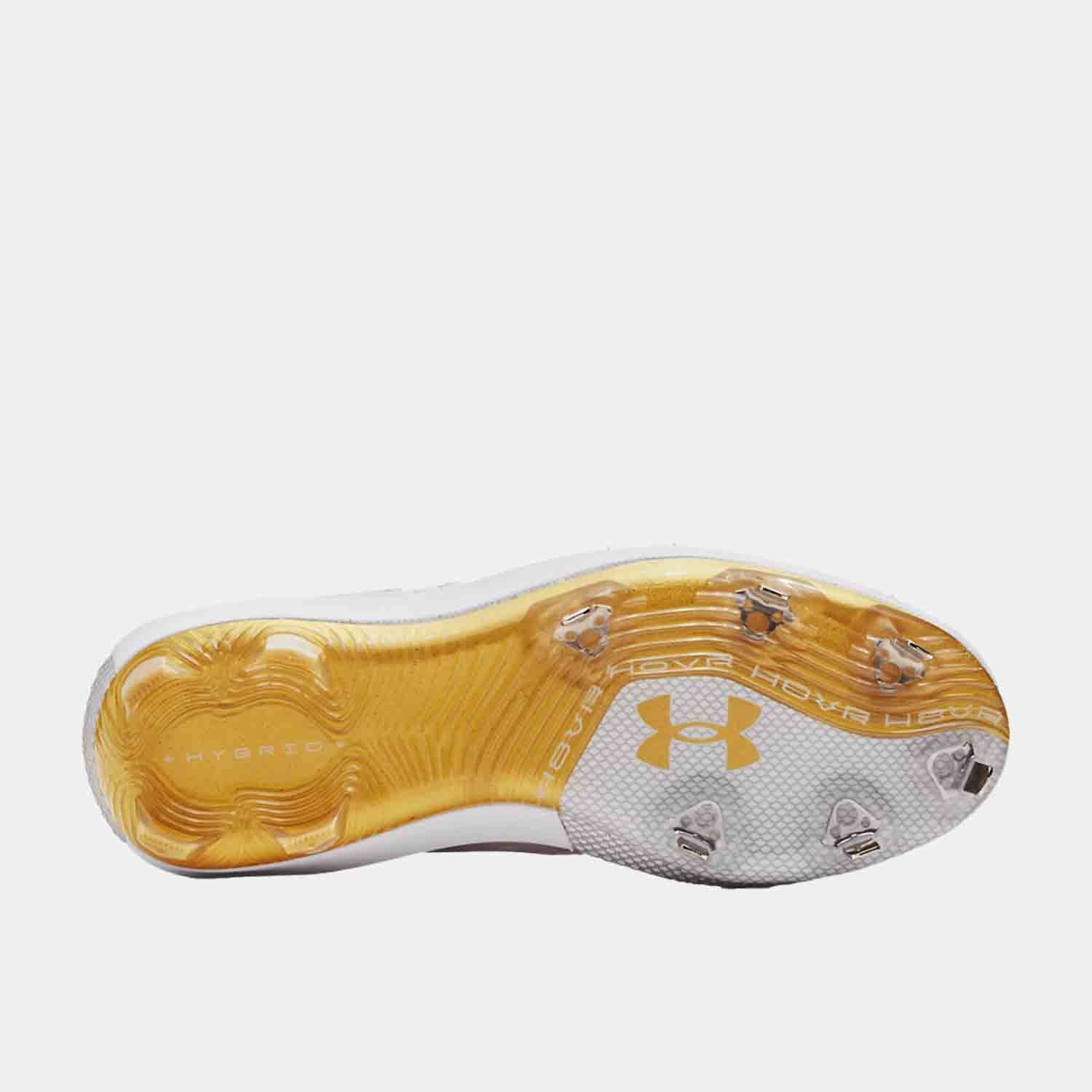 Bottom view of Men's UA Harper 8 Low ST Metal Baseball Cleats.