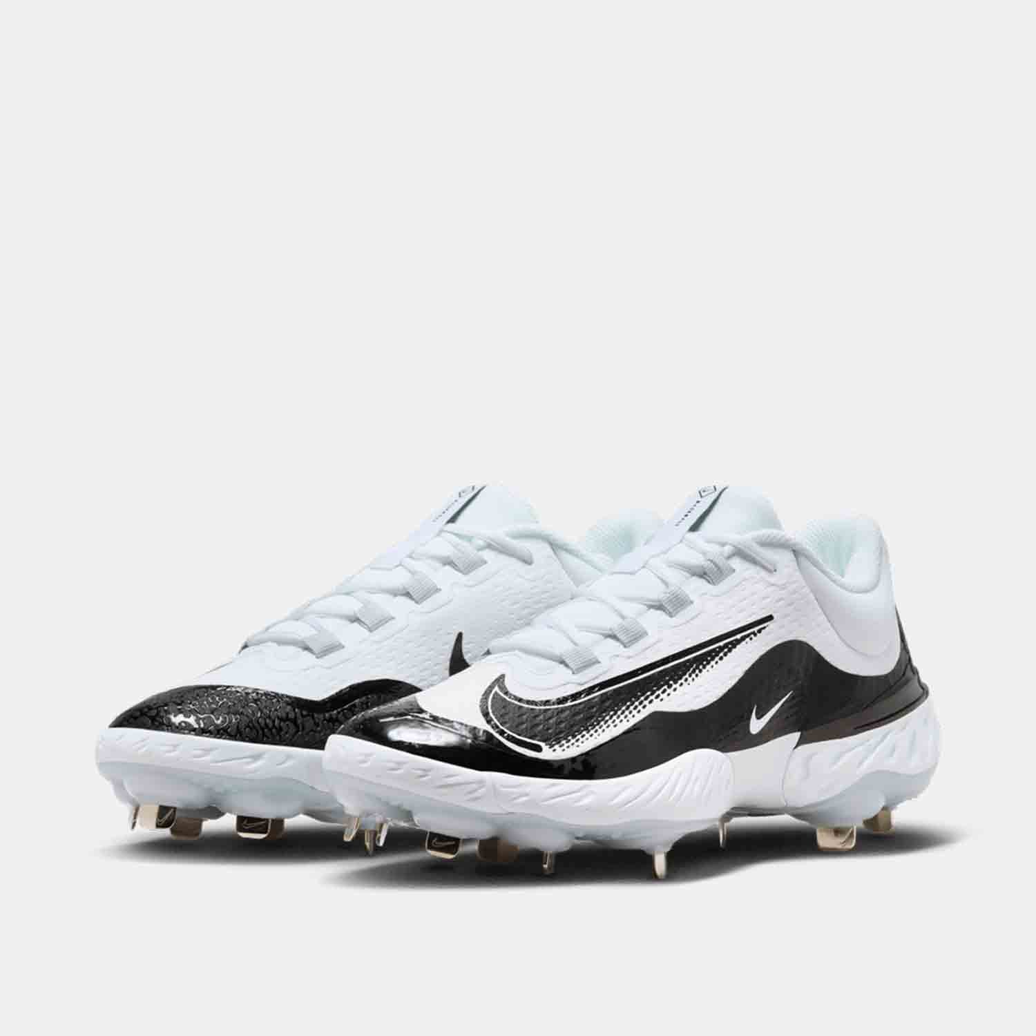 Front view of Men's Nike Alpha Huarache Elite 4 Low Metal Baseball Cleats.