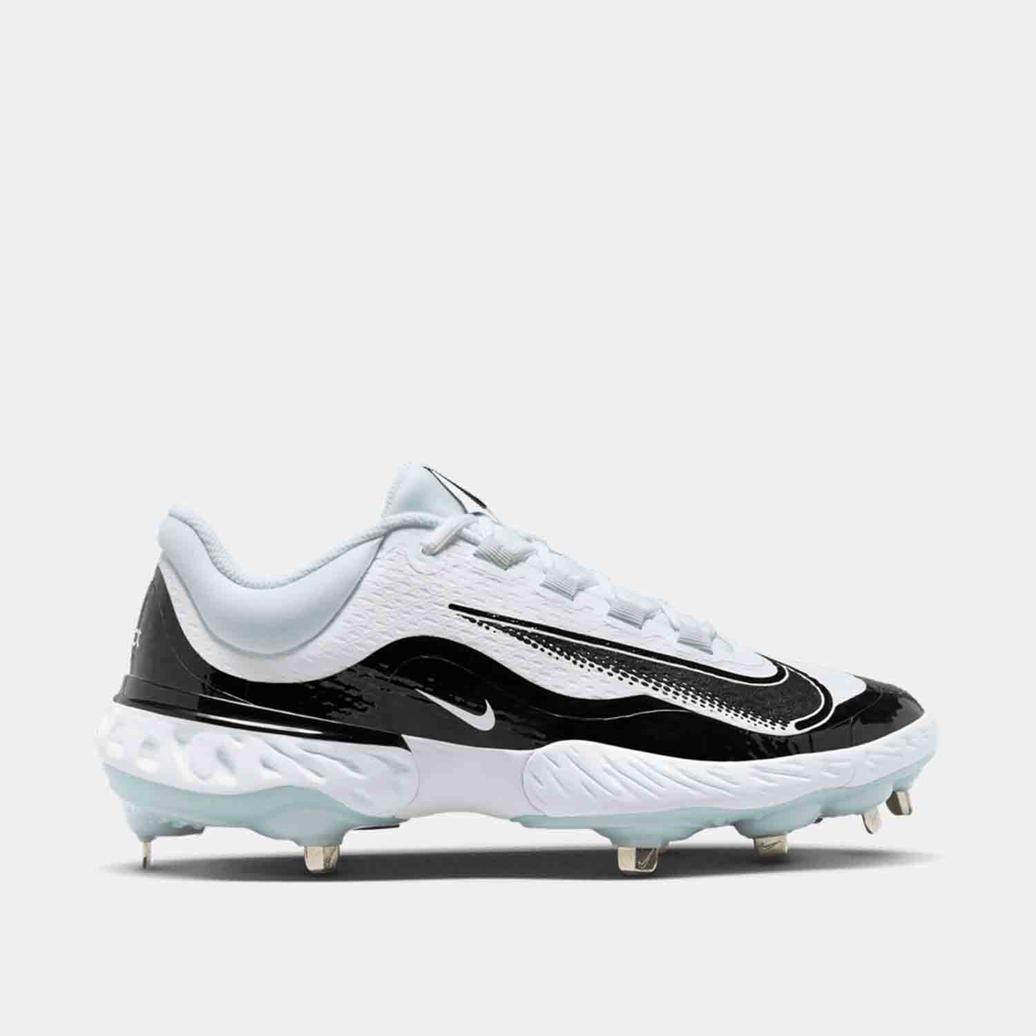 Side view of Men's Nike Alpha Huarache Elite 4 Low Metal Baseball Cleats.