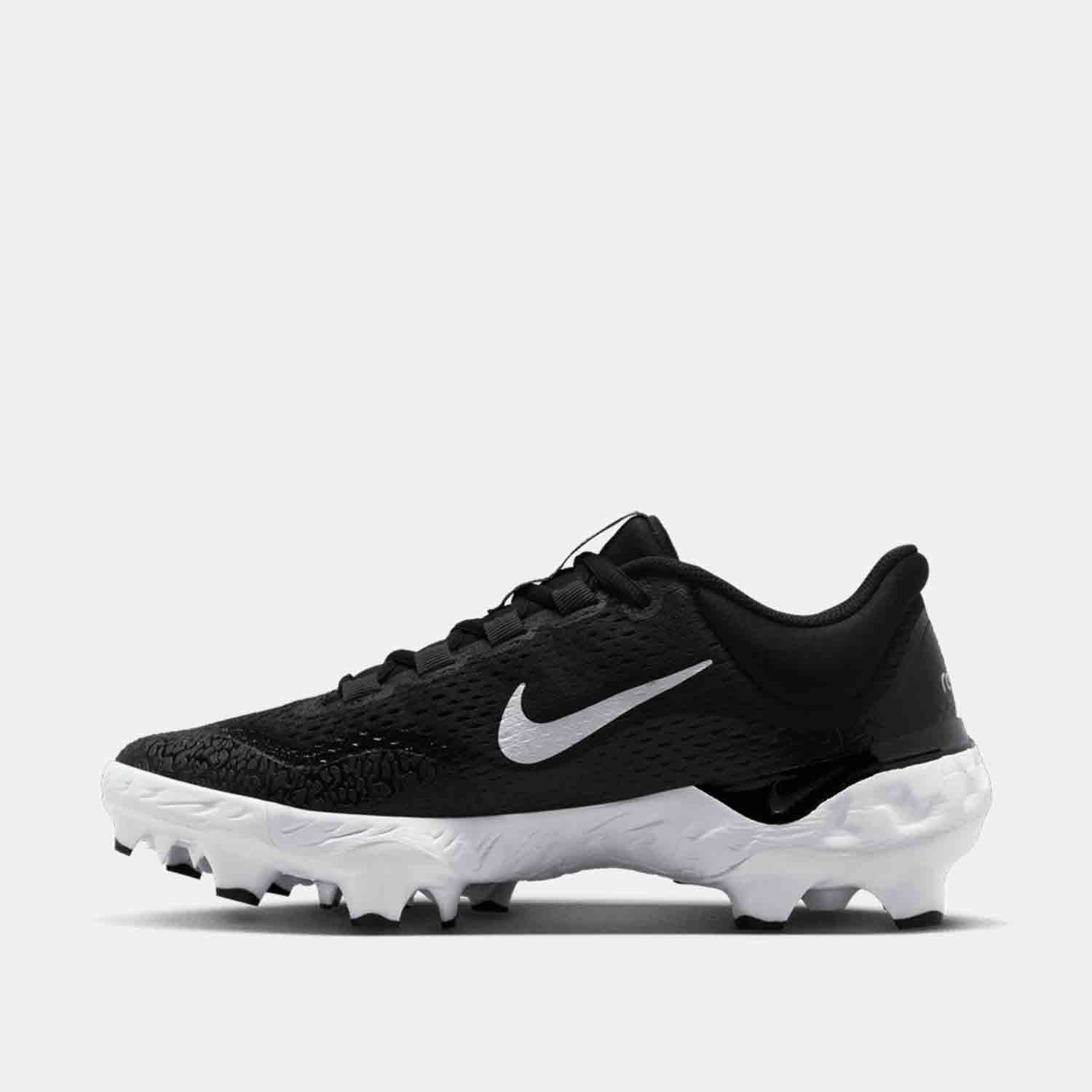 Side medial view of Men's Nike Alpha Huarache Elite 4 Low MCS Baseball Cleats.