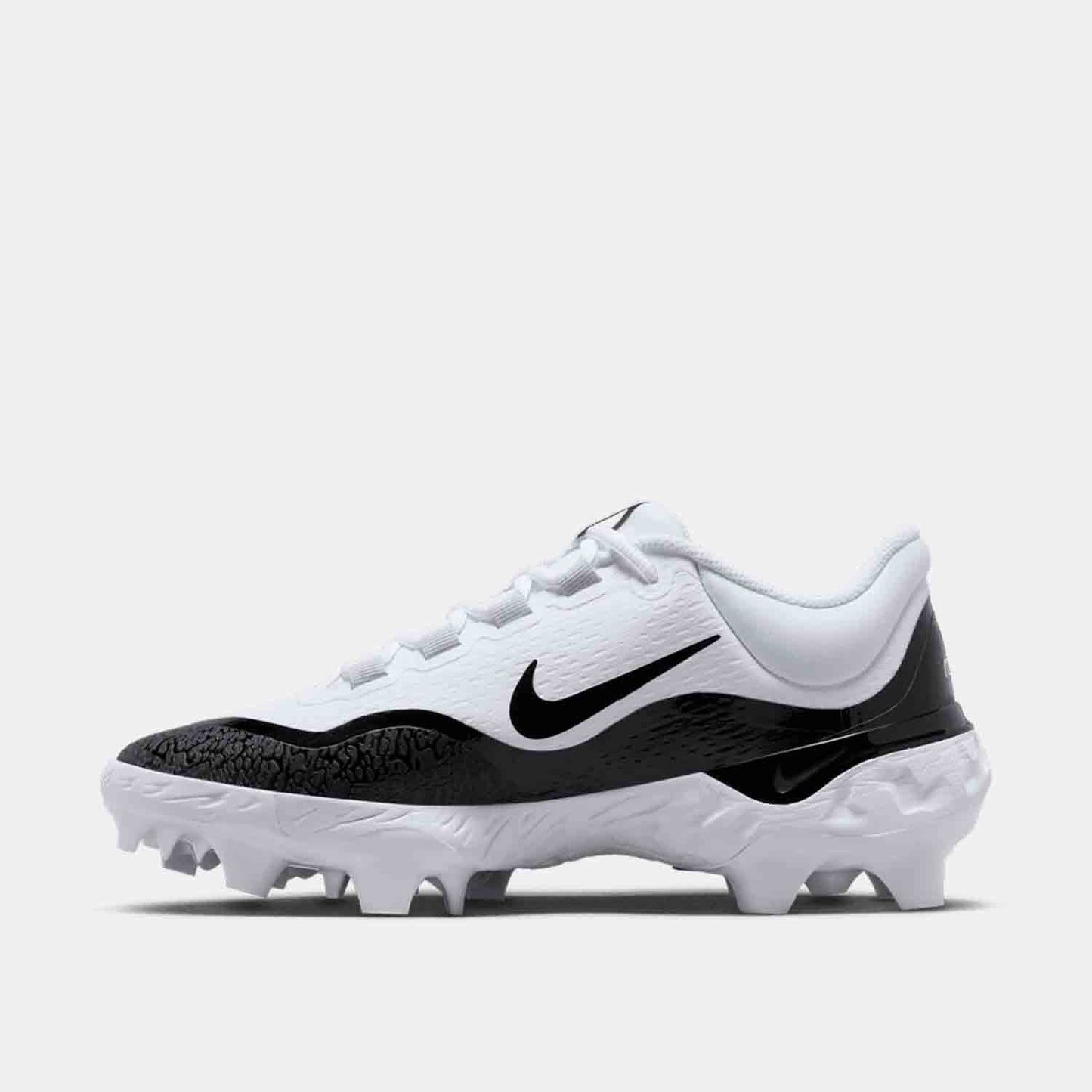 Side medial view of Men's Nike Alpha Huarache Elite 4 Low MCS Baseball Cleats.