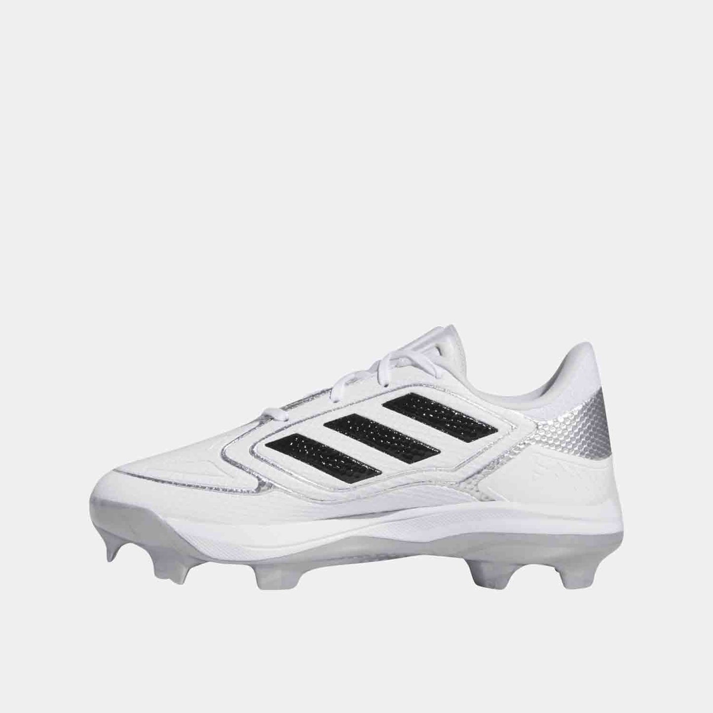 Side medial view of the Women's Adidas Adizero PureHustle 3 TPU Cleats.