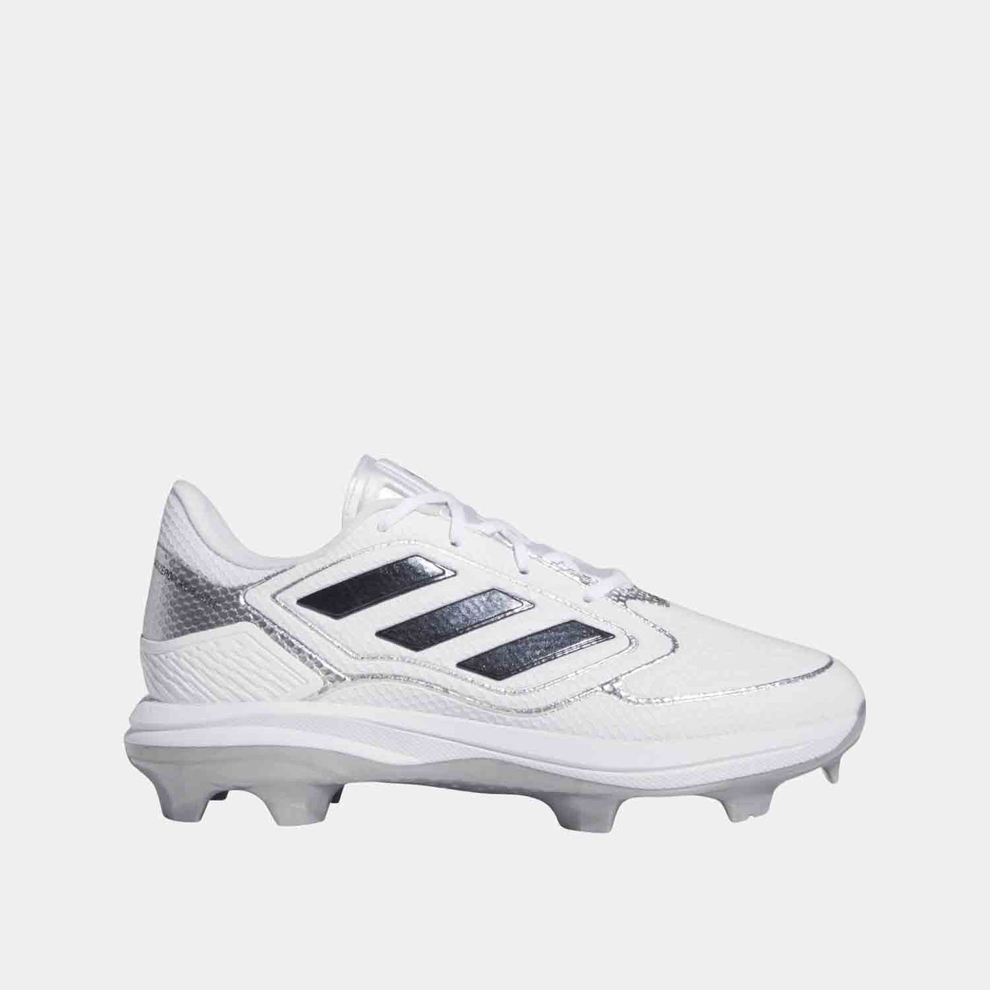 Side view of the Women's Adidas Adizero PureHustle 3 TPU Cleats.