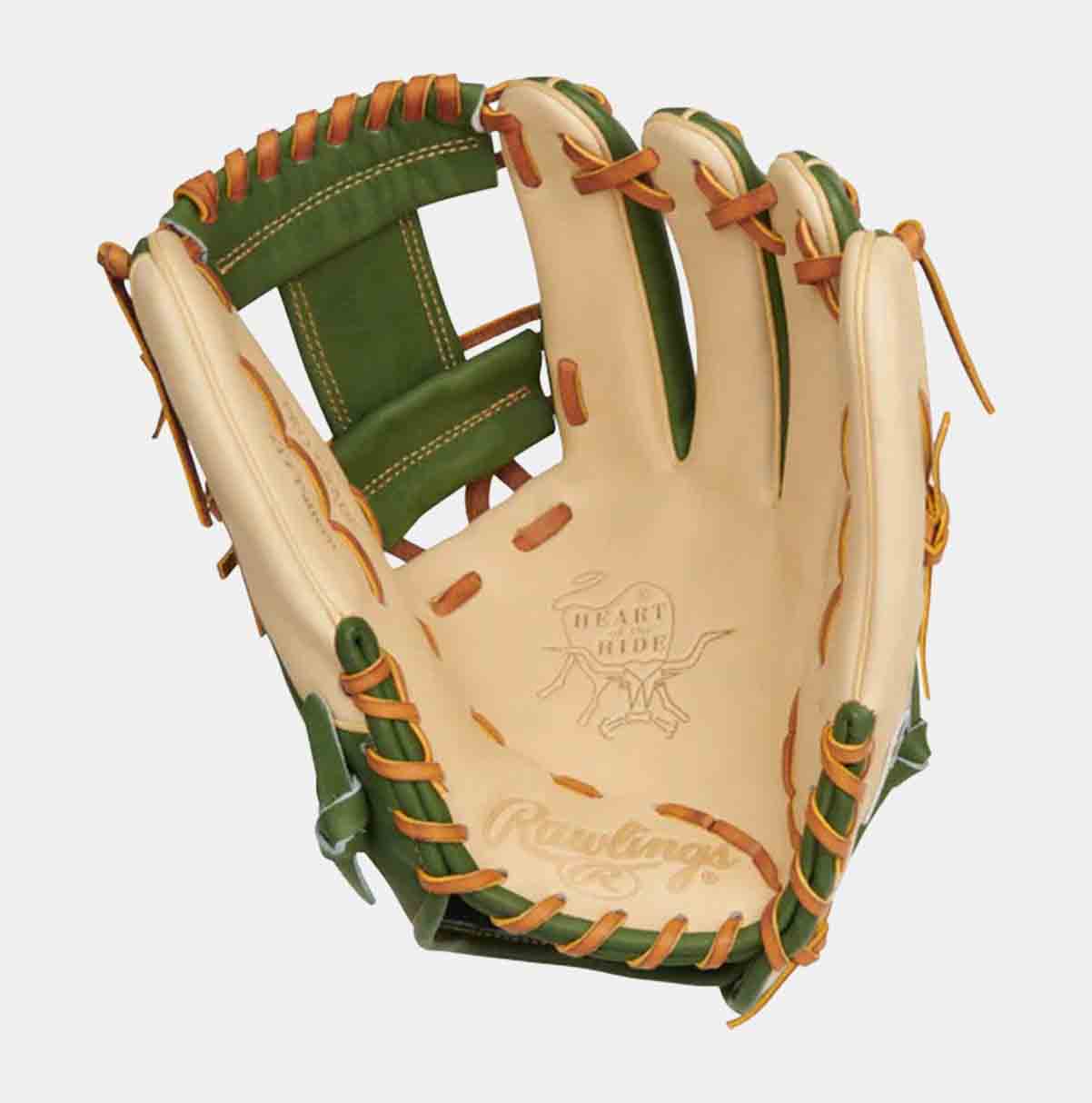 Front palm view of Rawlings Heart of The Hide 11.75″ Gold Glove.