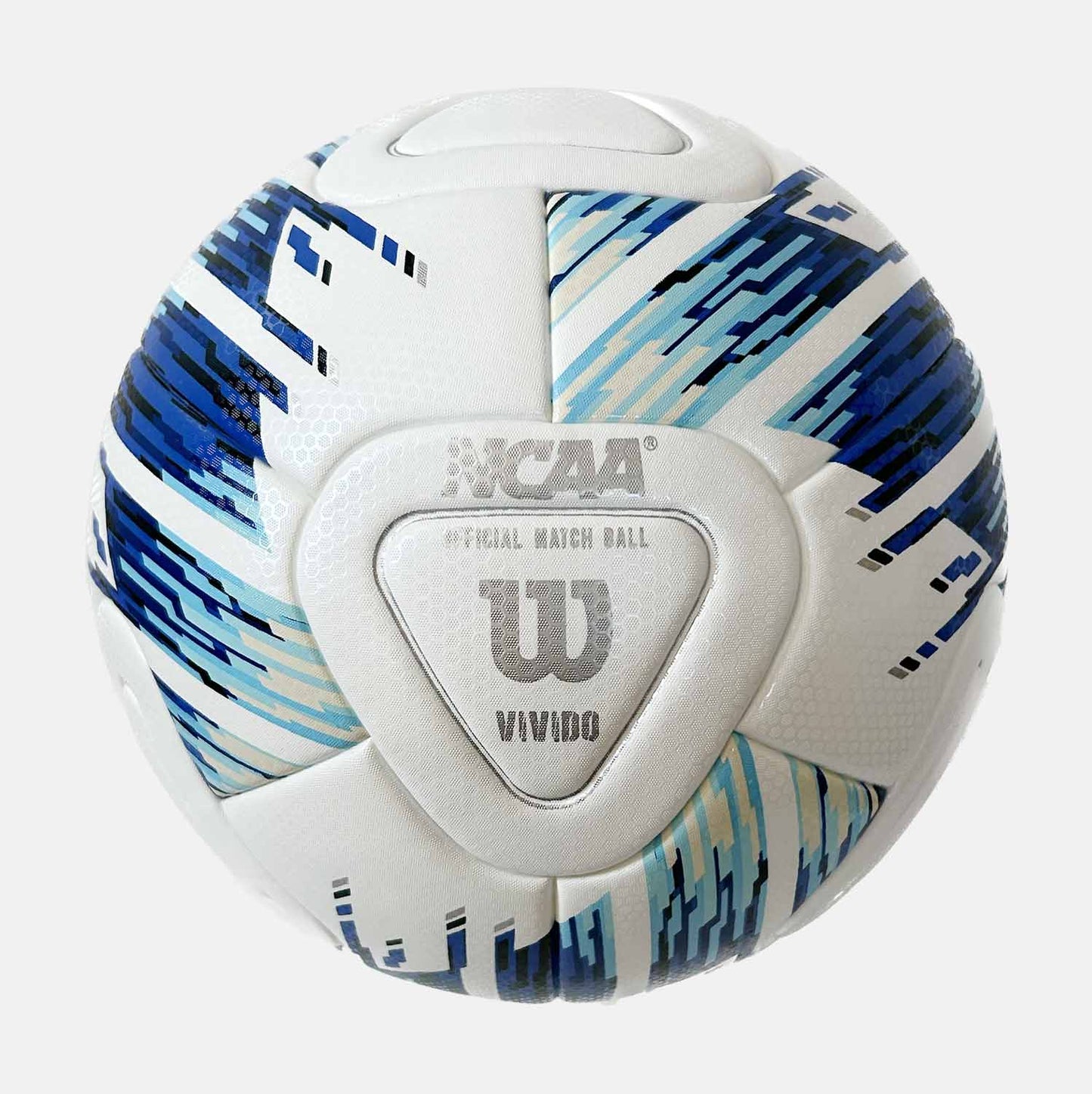 NCAA Vivido Match Soccer Ball, White/Blue - SV SPORTS